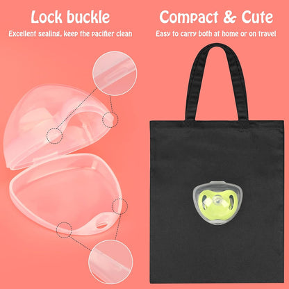 Pacifier Case, Pacifier Holder Case, Pacifier Container for Travel, BPA Free, Transparent
