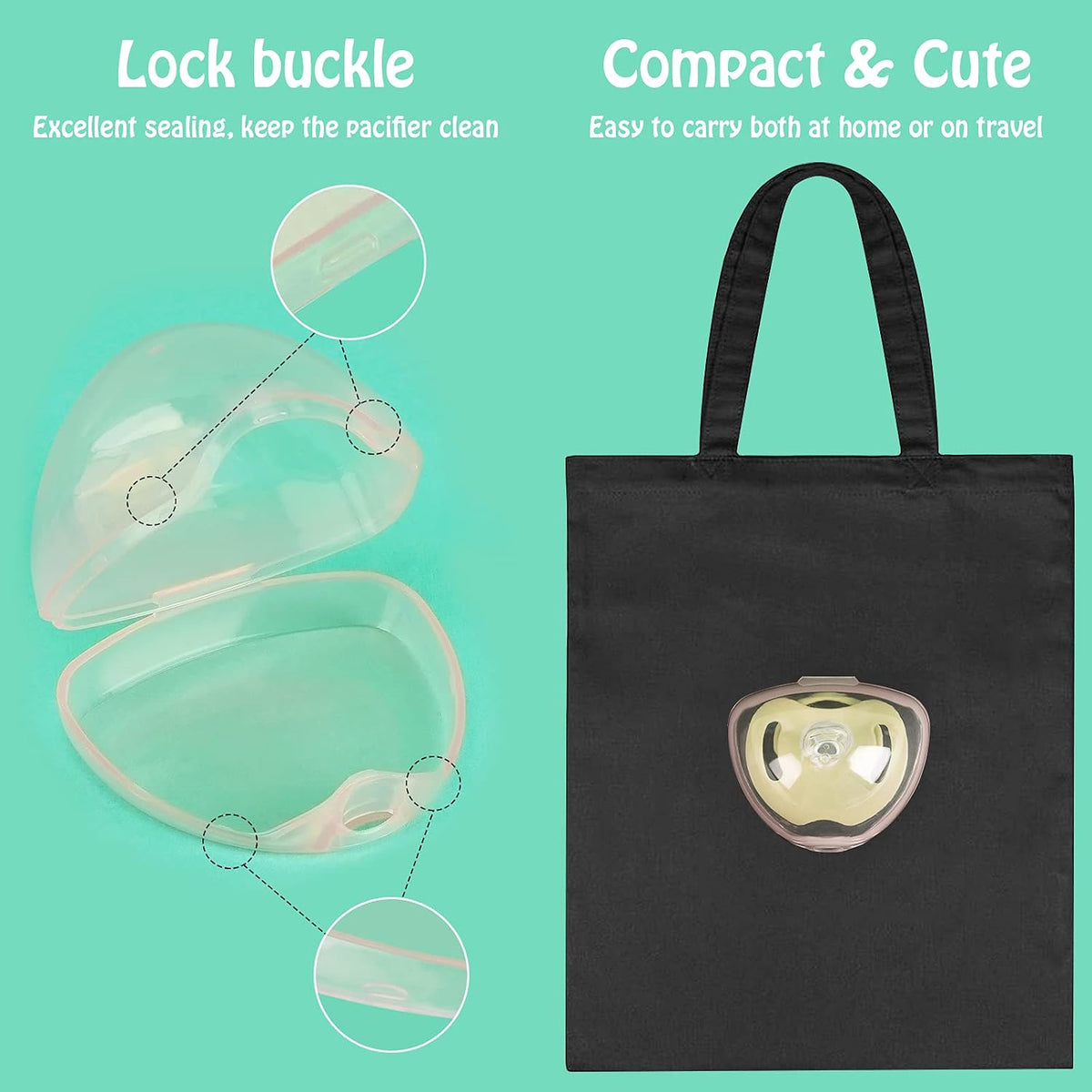 Pacifier Case, Pacifier Holder Case, Pacifier Container for Travel, BPA Free, Transparent