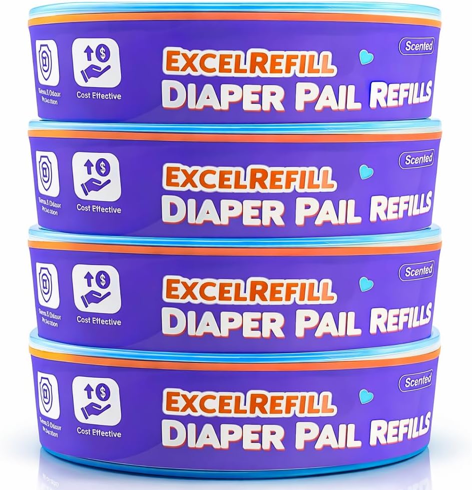 Diaper Pail Refills Compatible with Diaper Genie and Munchkin Pails | 1280 Count (4-Pack,320 Count)