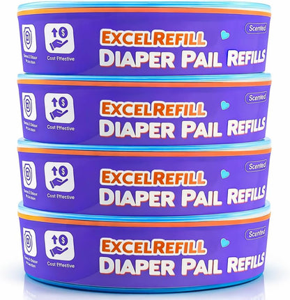 Diaper Pail Refills Compatible with Diaper Genie and Munchkin Pails | 1280 Count (4-Pack,320 Count)