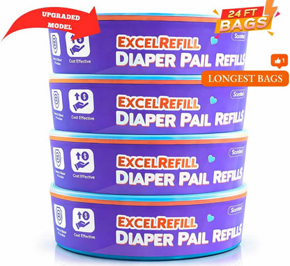 Diaper Pail Refills Compatible with Diaper Genie and Munchkin Pails | 1280 Count (4-Pack,320 Count)