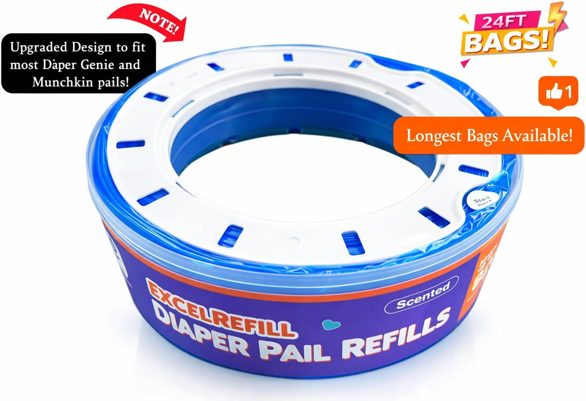 Diaper Pail Refills Compatible with Diaper Genie and Munchkin Pails | 1280 Count (4-Pack,320 Count)