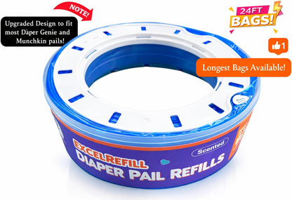 Diaper Pail Refills Compatible with Diaper Genie and Munchkin Pails | 1280 Count (4-Pack,320 Count)