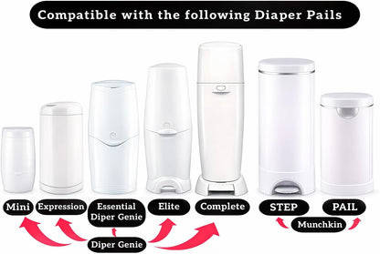 Diaper Pail Refills Compatible with Diaper Genie and Munchkin Pails | 1280 Count (4-Pack,320 Count)