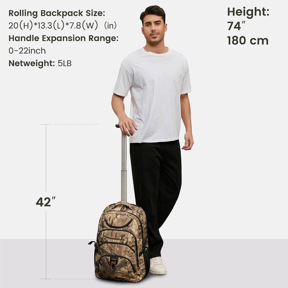 Rolling Backpack for Women, 17.3 Inch Wheeled Laptop Backpack,Large Travel Carry-On Bag for Teachers College Students, USB Charging Port Waterproof Business for Airplane Overnight Luggage，Beige