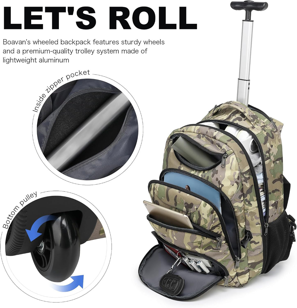Rolling Backpack for Women, 17.3 Inch Wheeled Laptop Backpack,Large Travel Carry-On Bag for Teachers College Students, USB Charging Port Waterproof Business for Airplane Overnight Luggage，Beige