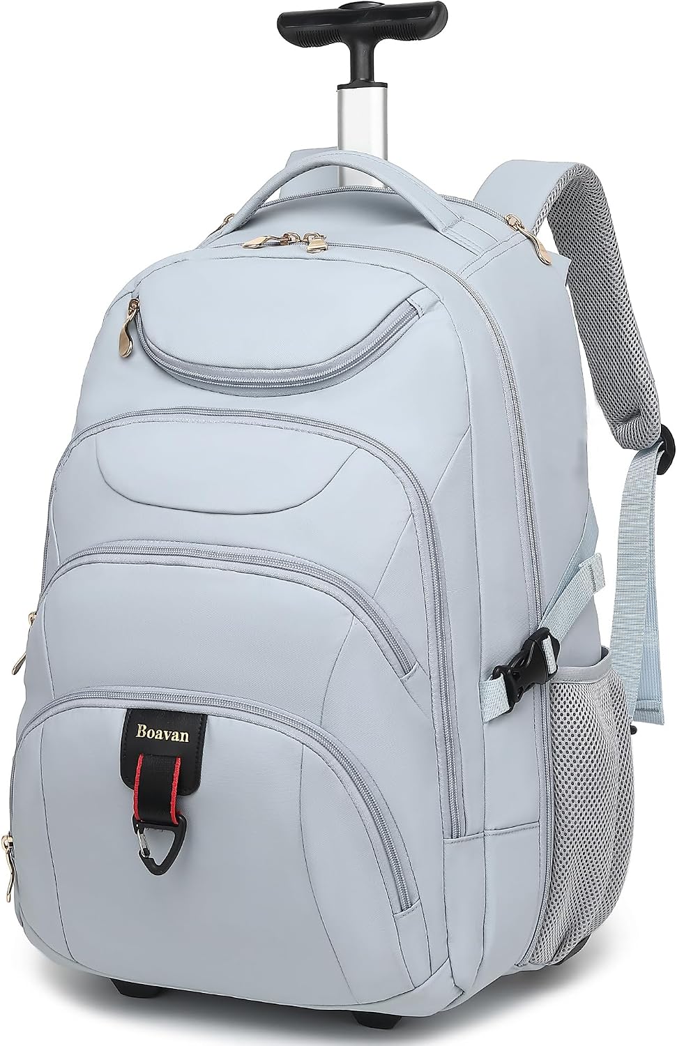 Rolling Backpack for Women, 17.3 Inch Wheeled Laptop Backpack,Large Travel Carry-On Bag for Teachers College Students, USB Charging Port Waterproof Business for Airplane Overnight Luggage，Beige