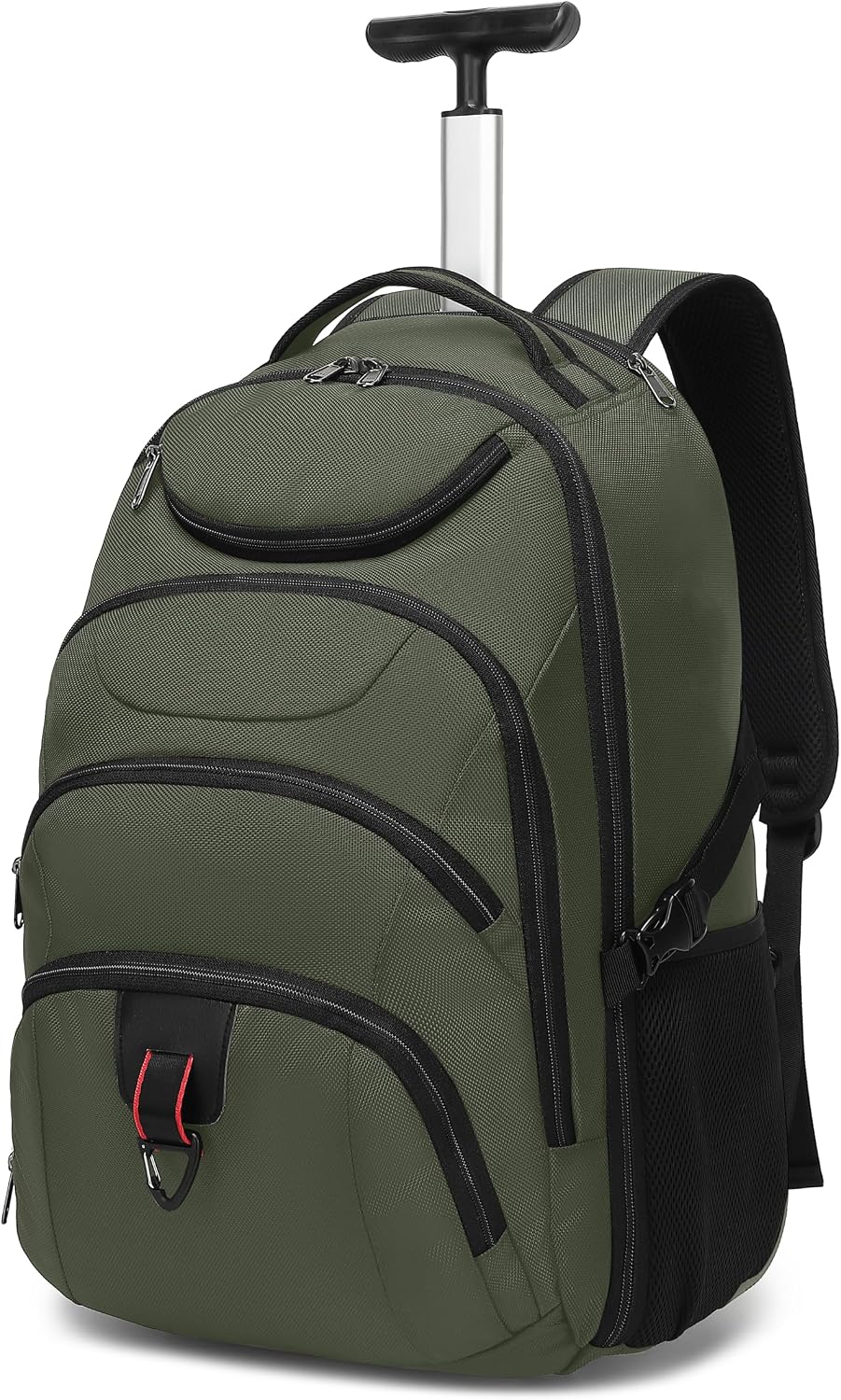 Rolling Backpack for Women, 17.3 Inch Wheeled Laptop Backpack,Large Travel Carry-On Bag for Teachers College Students, USB Charging Port Waterproof Business for Airplane Overnight Luggage，Beige