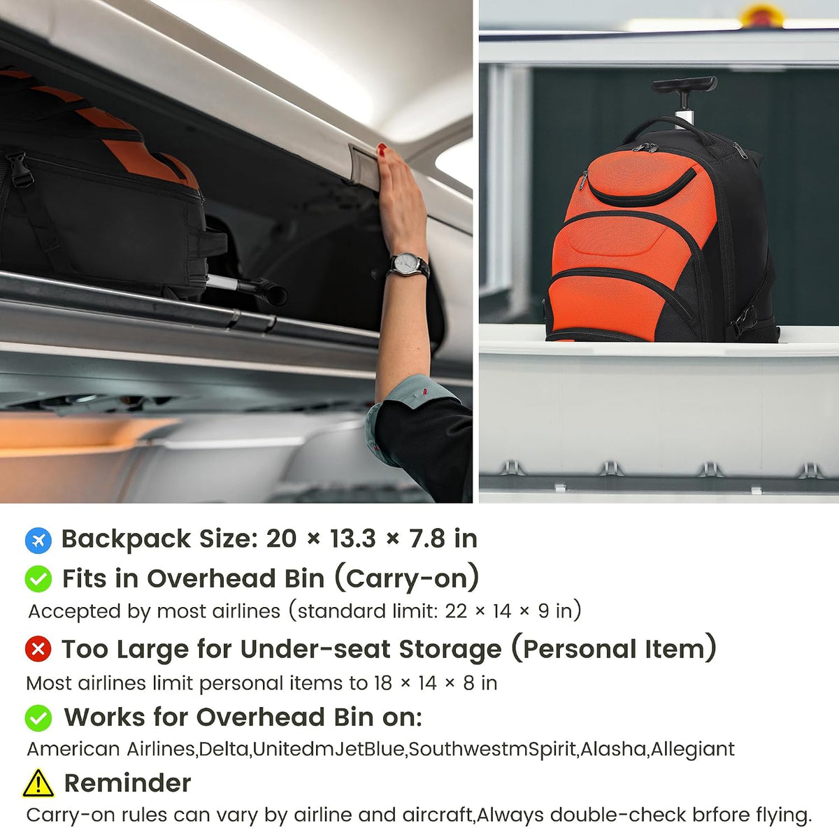 Rolling Backpack for Women, 17.3 Inch Wheeled Laptop Backpack,Large Travel Carry-On Bag for Teachers College Students, USB Charging Port Waterproof Business for Airplane Overnight Luggage，Beige