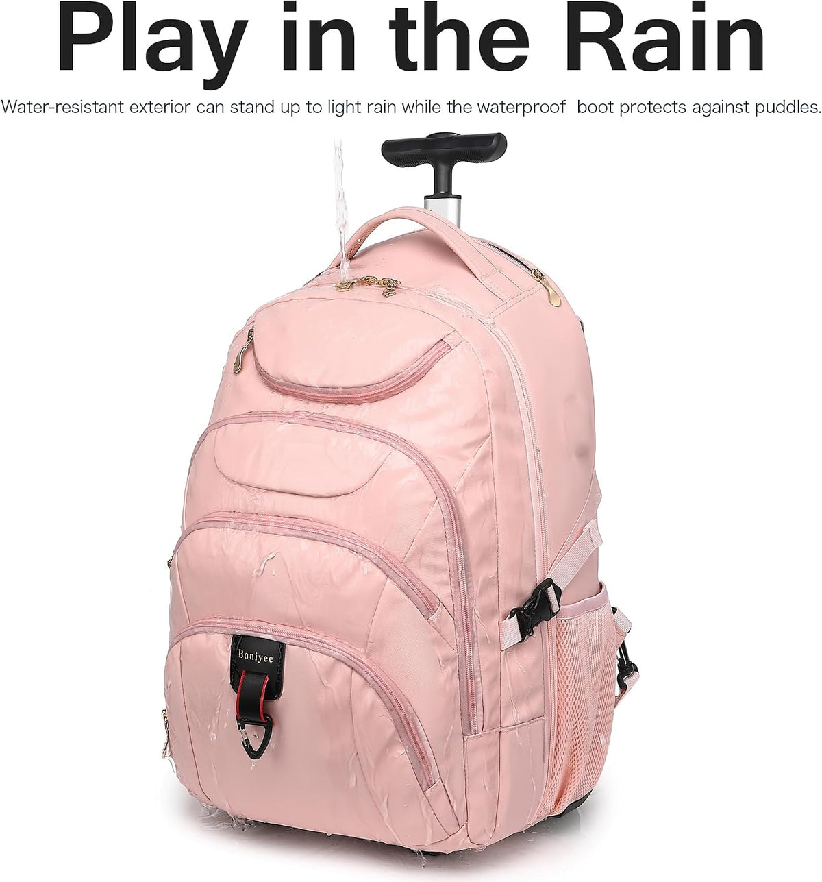 Rolling Backpack for Women, 17.3 Inch Wheeled Laptop Backpack,Large Travel Carry-On Bag for Teachers College Students, USB Charging Port Waterproof Business for Airplane Overnight Luggage，Beige