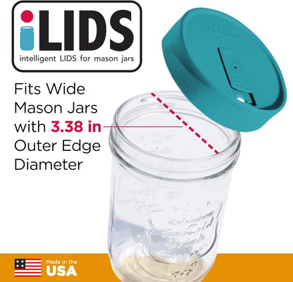 Mason Jar Drink Lid, Wide Mouth, Butter, 2 Pack, BPA-Free USA Made | Fits 3 3/8 in Ball & Kerr openings; spill-resistant for coffee, cold brew & iced tea; reusable, dishwasher-safe
