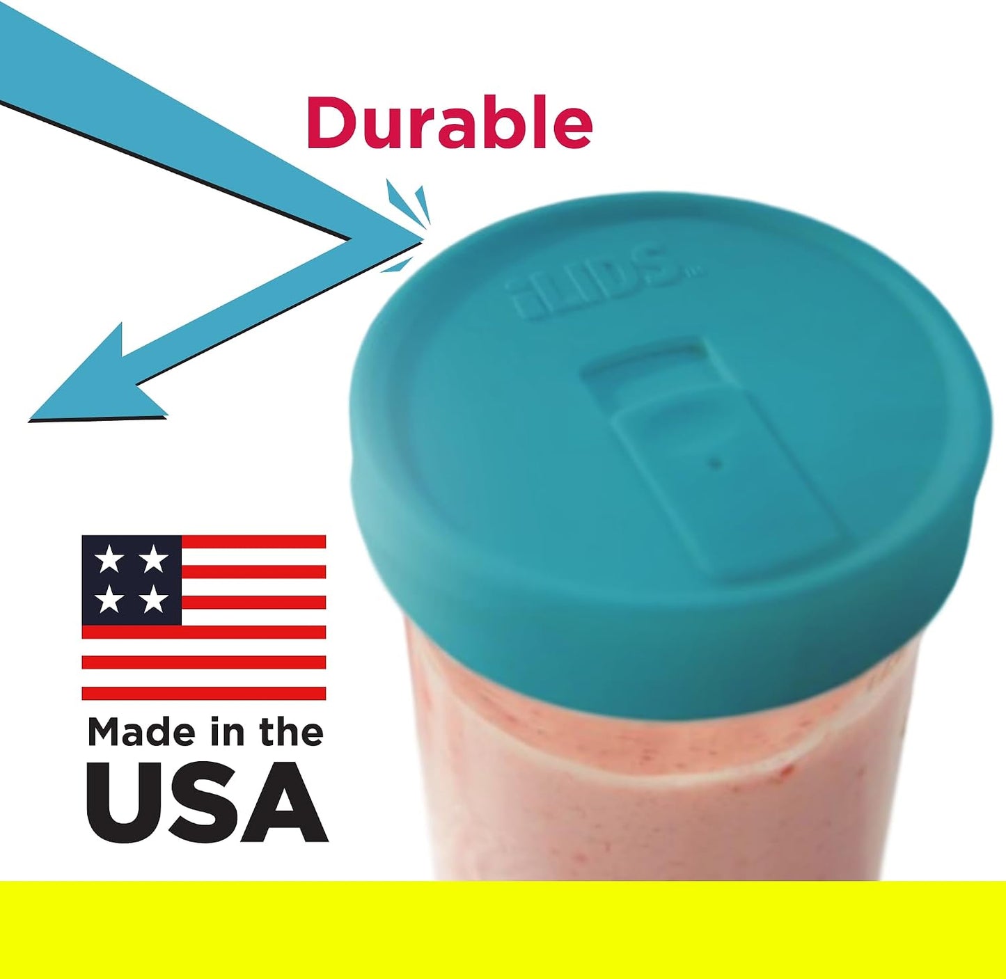 Mason Jar Drink Lid, Wide Mouth, Butter, 2 Pack, BPA-Free USA Made | Fits 3 3/8 in Ball & Kerr openings; spill-resistant for coffee, cold brew & iced tea; reusable, dishwasher-safe