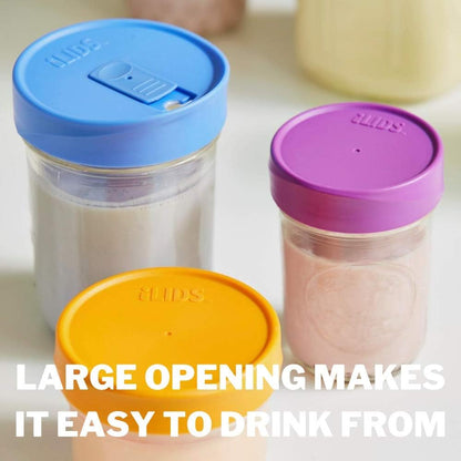 Mason Jar Drink Lid, Wide Mouth, Butter, 2 Pack, BPA-Free USA Made | Fits 3 3/8 in Ball & Kerr openings; spill-resistant for coffee, cold brew & iced tea; reusable, dishwasher-safe
