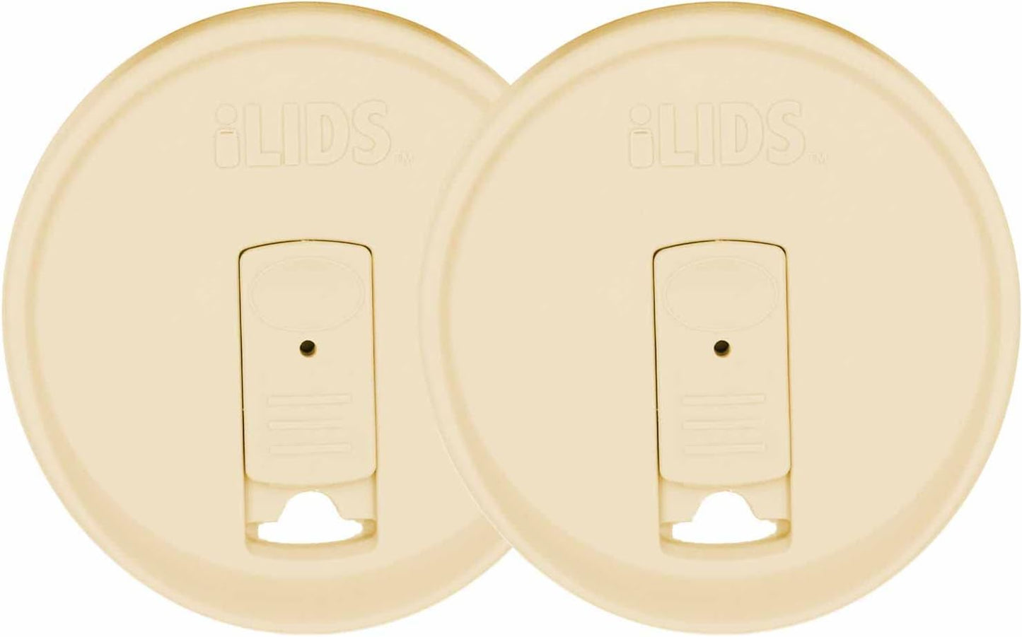 Mason Jar Drink Lid, Wide Mouth, Butter, 2 Pack, BPA-Free USA Made | Fits 3 3/8 in Ball & Kerr openings; spill-resistant for coffee, cold brew & iced tea; reusable, dishwasher-safe