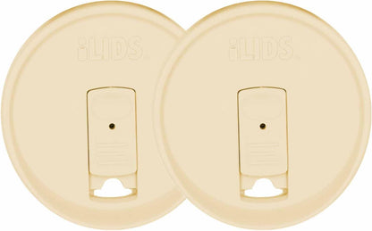 Mason Jar Drink Lid, Wide Mouth, Butter, 2 Pack, BPA-Free USA Made | Fits 3 3/8 in Ball & Kerr openings; spill-resistant for coffee, cold brew & iced tea; reusable, dishwasher-safe