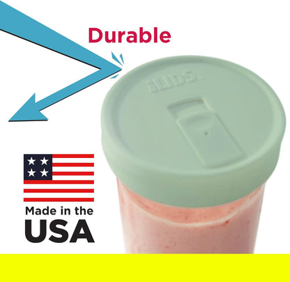 Mason Jar Drink Lid, Wide Mouth, Butter, 2 Pack, BPA-Free USA Made | Fits 3 3/8 in Ball & Kerr openings; spill-resistant for coffee, cold brew & iced tea; reusable, dishwasher-safe