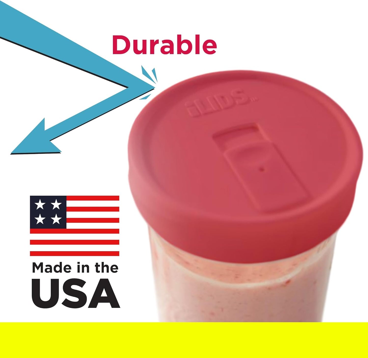Mason Jar Drink Lid, Wide Mouth, Butter, 2 Pack, BPA-Free USA Made | Fits 3 3/8 in Ball & Kerr openings; spill-resistant for coffee, cold brew & iced tea; reusable, dishwasher-safe