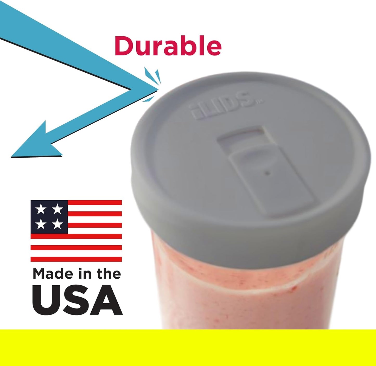 Mason Jar Drink Lid, Wide Mouth, Butter, 2 Pack, BPA-Free USA Made | Fits 3 3/8 in Ball & Kerr openings; spill-resistant for coffee, cold brew & iced tea; reusable, dishwasher-safe