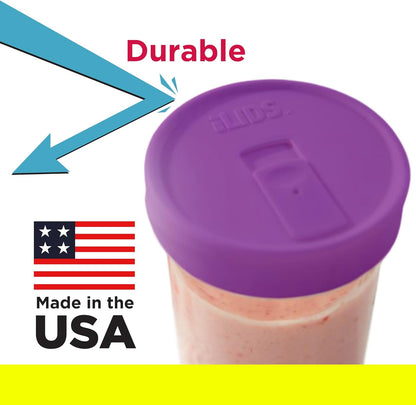 Mason Jar Drink Lid, Wide Mouth, Butter, 2 Pack, BPA-Free USA Made | Fits 3 3/8 in Ball & Kerr openings; spill-resistant for coffee, cold brew & iced tea; reusable, dishwasher-safe