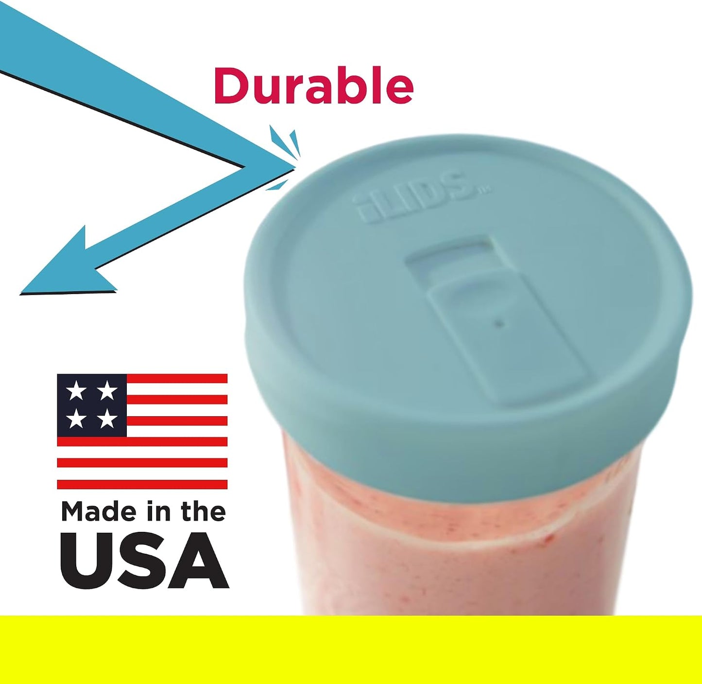 Mason Jar Drink Lid, Wide Mouth, Butter, 2 Pack, BPA-Free USA Made | Fits 3 3/8 in Ball & Kerr openings; spill-resistant for coffee, cold brew & iced tea; reusable, dishwasher-safe