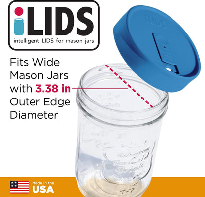 Mason Jar Drink Lid, Wide Mouth, Butter, 2 Pack, BPA-Free USA Made | Fits 3 3/8 in Ball & Kerr openings; spill-resistant for coffee, cold brew & iced tea; reusable, dishwasher-safe