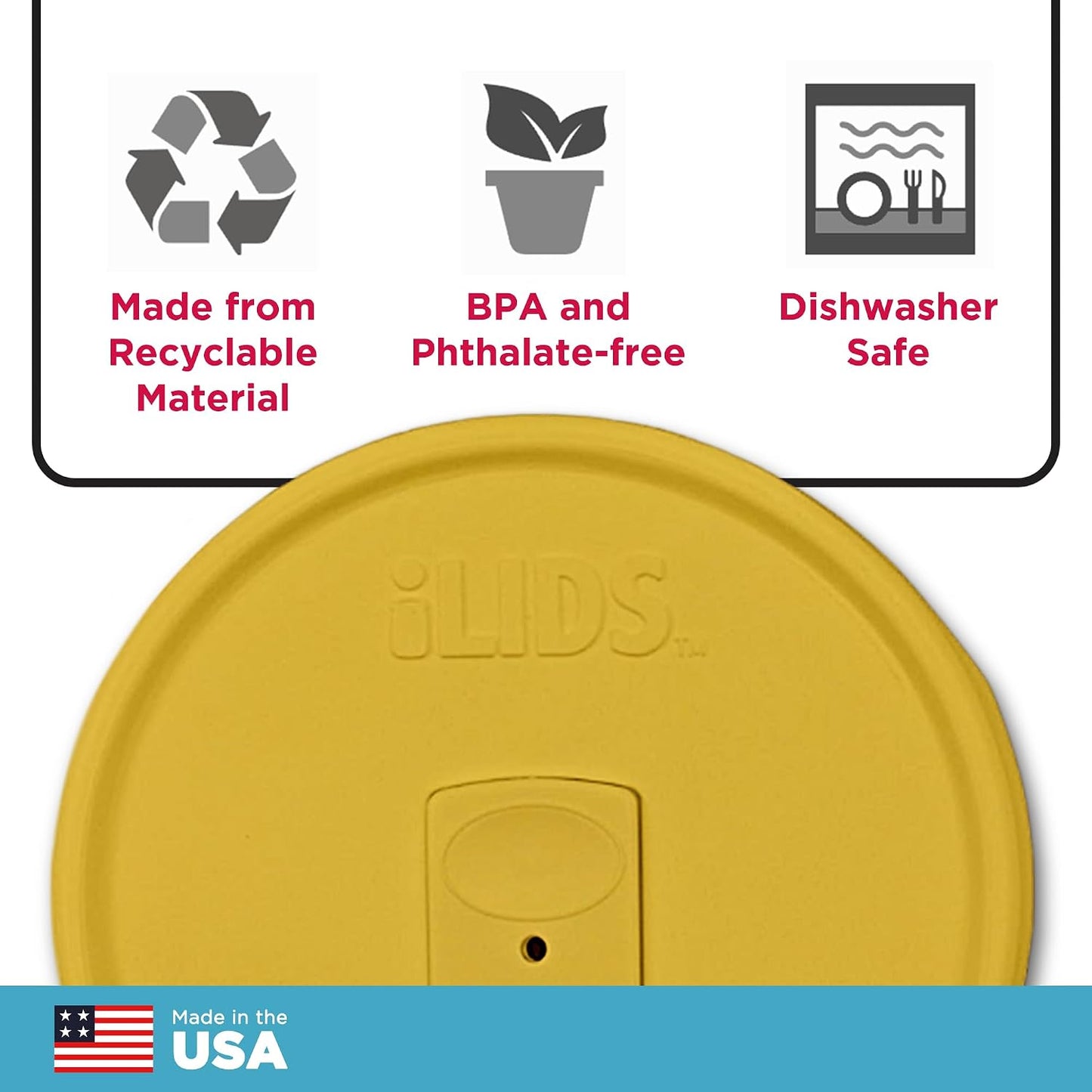 Mason Jar Drink Lid, Wide Mouth, Butter, 2 Pack, BPA-Free USA Made | Fits 3 3/8 in Ball & Kerr openings; spill-resistant for coffee, cold brew & iced tea; reusable, dishwasher-safe