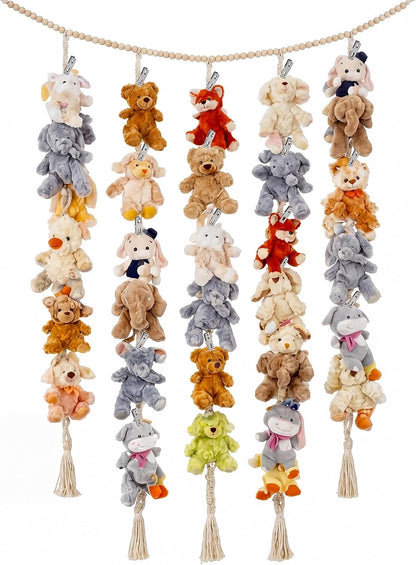 Stuffed Chain 60 Animal Metal Clips, Cotton Hanging Storage Beige