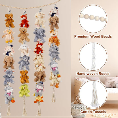 Stuffed Chain 60 Animal Metal Clips, Cotton Hanging Storage Beige