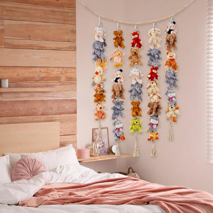 Stuffed Chain 60 Animal Metal Clips, Cotton Hanging Storage Beige