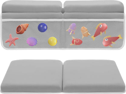 Bath Kneeler Set, Foldable Bath Elbow Rest Pad, Comfortable Non-Slip Kneeling Mat Cushion with Toys Organizer, Foldable Foam Mat for Baby Bathing Time
