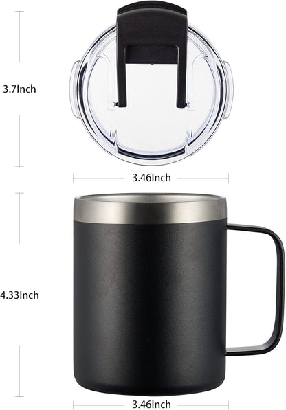 12oz Insulated Travel Coffee Mug with Handle, Sage | Stainless Steel Coffee Tumbler with Lid, Double Wall Vacuum Thermal Cup for Camping