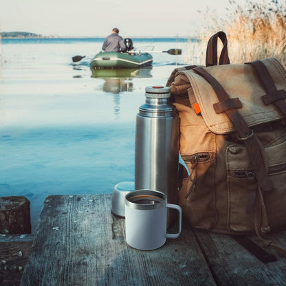 12oz Insulated Travel Coffee Mug with Handle, Sage | Stainless Steel Coffee Tumbler with Lid, Double Wall Vacuum Thermal Cup for Camping
