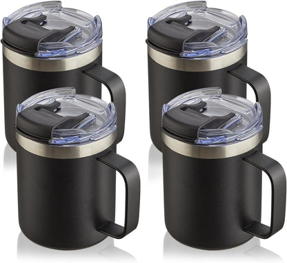 12oz Insulated Travel Coffee Mug with Handle, Sage | Stainless Steel Coffee Tumbler with Lid, Double Wall Vacuum Thermal Cup for Camping