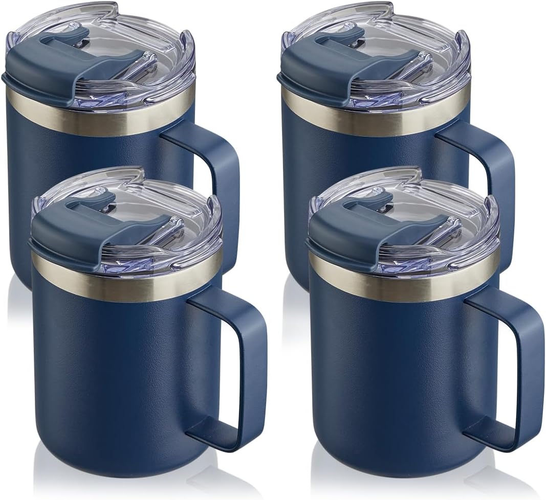 12oz Insulated Travel Coffee Mug with Handle, Sage | Stainless Steel Coffee Tumbler with Lid, Double Wall Vacuum Thermal Cup for Camping