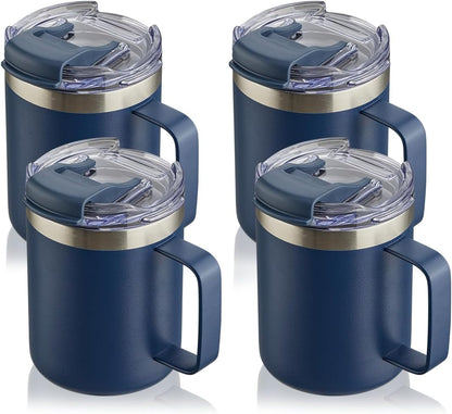 12oz Insulated Travel Coffee Mug with Handle, Sage | Stainless Steel Coffee Tumbler with Lid, Double Wall Vacuum Thermal Cup for Camping