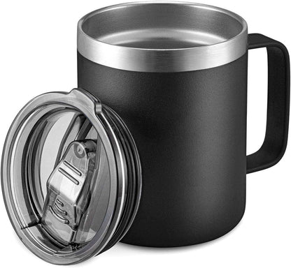 12oz Insulated Travel Coffee Mug with Handle, Sage | Stainless Steel Coffee Tumbler with Lid, Double Wall Vacuum Thermal Cup for Camping