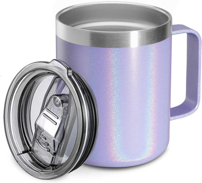12oz Insulated Travel Coffee Mug with Handle, Sage | Stainless Steel Coffee Tumbler with Lid, Double Wall Vacuum Thermal Cup for Camping