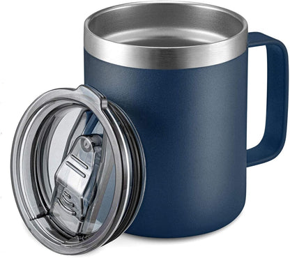 12oz Insulated Travel Coffee Mug with Handle, Sage | Stainless Steel Coffee Tumbler with Lid, Double Wall Vacuum Thermal Cup for Camping