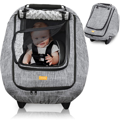 Waterproof Baby Stoller Bunting Bags Winter Carseat Canopies Cover to Protect Baby from Cold Wind, Super Warm Plush Fleece Baby Carrier Cover for Infant Boys Girls, Keeps Babies Warm and Cozy