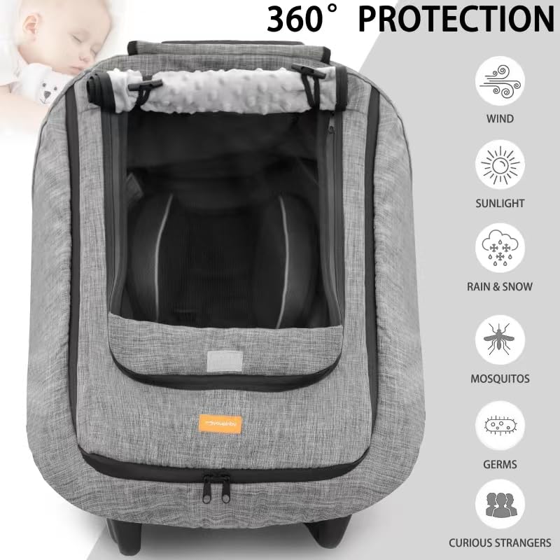 Waterproof Baby Stoller Bunting Bags Winter Carseat Canopies Cover to Protect Baby from Cold Wind, Super Warm Plush Fleece Baby Carrier Cover for Infant Boys Girls, Keeps Babies Warm and Cozy