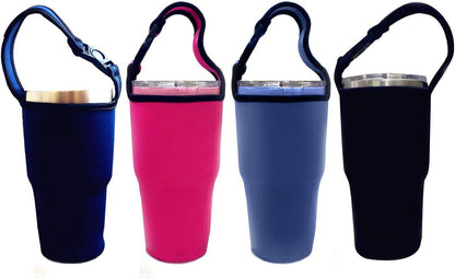 4 Pack Tumbler 30oz Carrier Holder Pouch for 30 oz Insulated Tumbler Coffee Cup, Neoprene Sleeve with Carrying Handle(Black,Blue,Pink,Navy)