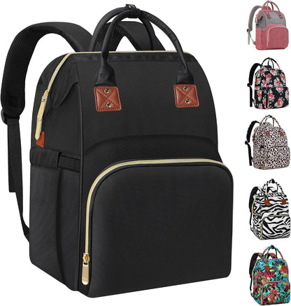 Diaper Bag Backpack Multi-Function Baby Bag With Large Capacity and Insulated Pockets Diaper Backpack Organizer Bag for Mom/Dad, Pink+Gray