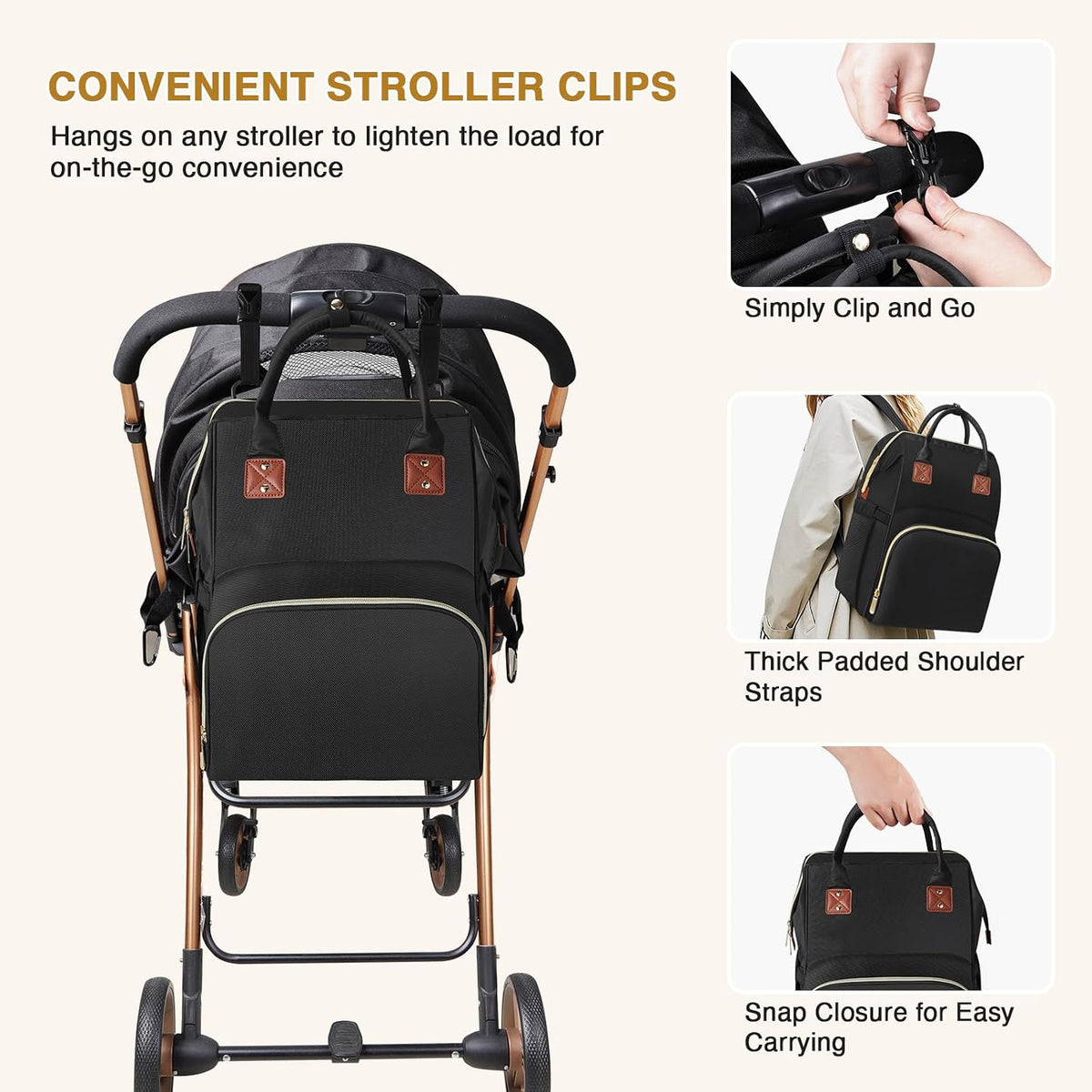 Diaper Bag Backpack Multi-Function Baby Bag With Large Capacity and Insulated Pockets Diaper Backpack Organizer Bag for Mom/Dad, Pink+Gray