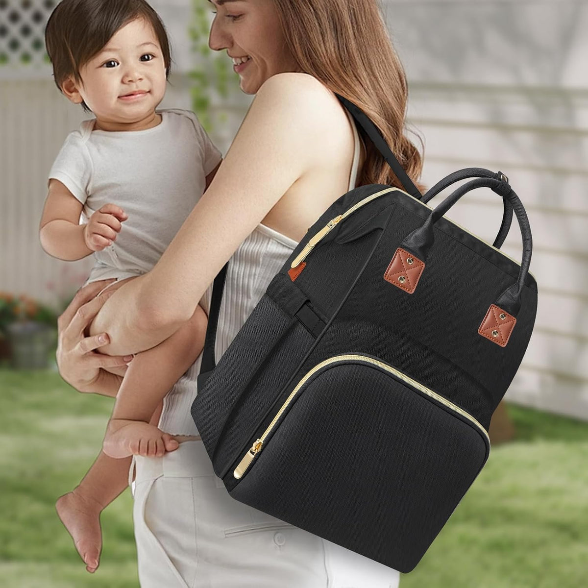 Diaper Bag Backpack Multi-Function Baby Bag With Large Capacity and Insulated Pockets Diaper Backpack Organizer Bag for Mom/Dad, Pink+Gray