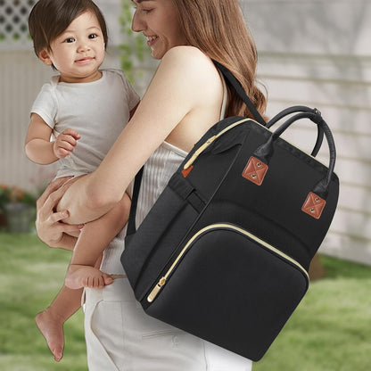 Diaper Bag Backpack Multi-Function Baby Bag With Large Capacity and Insulated Pockets Diaper Backpack Organizer Bag for Mom/Dad, Pink+Gray