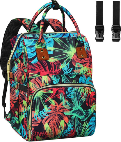 Diaper Bag Backpack Multi-Function Baby Bag With Large Capacity and Insulated Pockets Diaper Backpack Organizer Bag for Mom/Dad, Pink+Gray