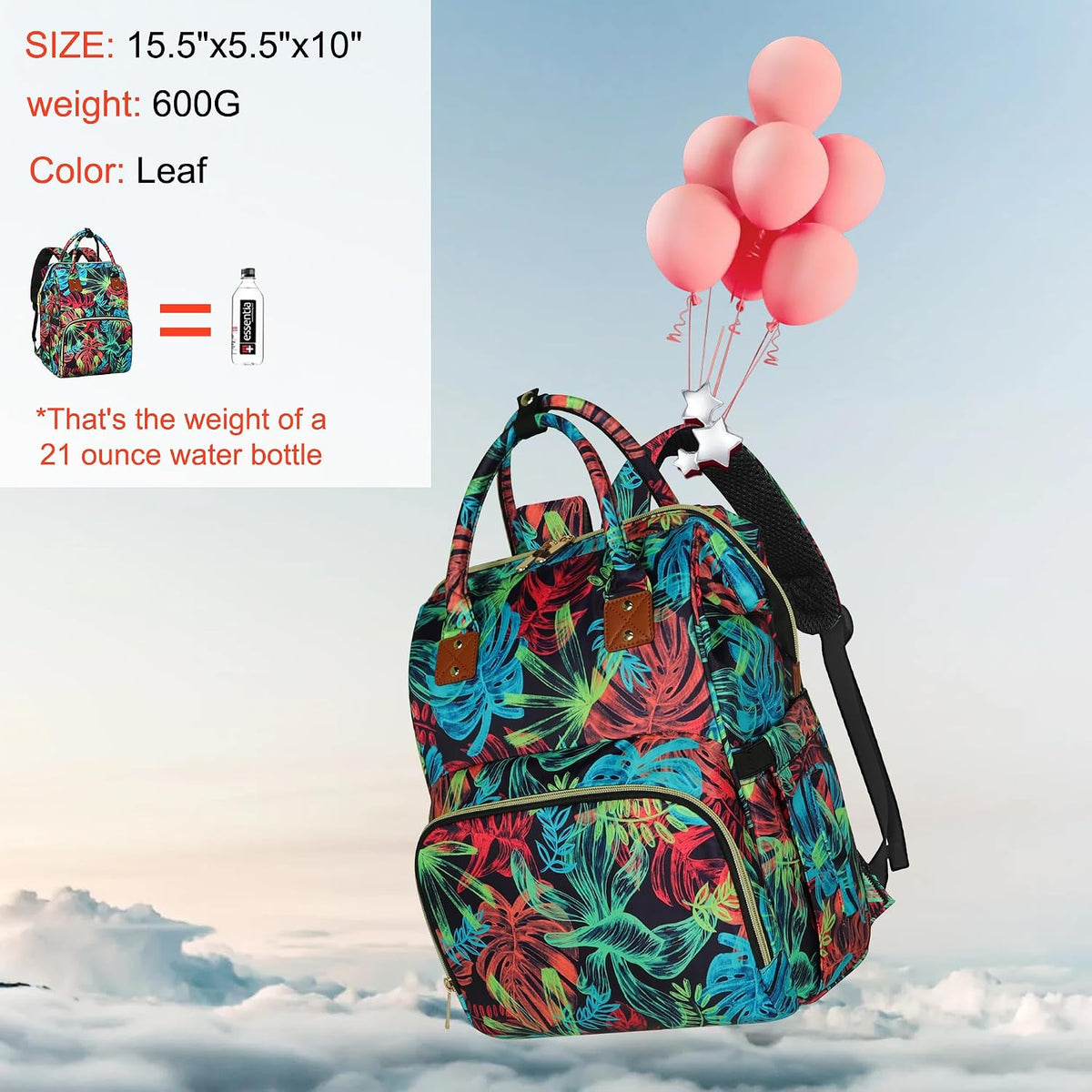 Diaper Bag Backpack Multi-Function Baby Bag With Large Capacity and Insulated Pockets Diaper Backpack Organizer Bag for Mom/Dad, Pink+Gray