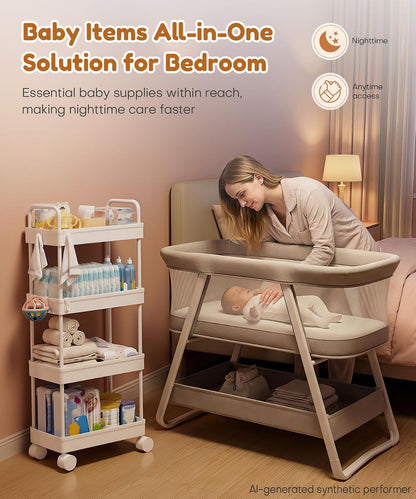 Diaper Caddy Cart for Nursery: 4 Organized Zones for Daily Baby Care