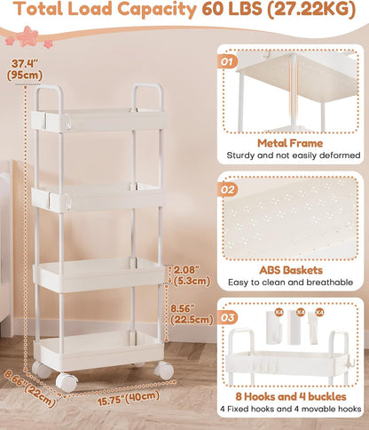 Diaper Caddy Cart for Nursery: 4 Organized Zones for Daily Baby Care