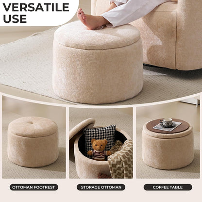 Oversized Swivel Rocker Recliner with Massage and Heat, Swivel Nursery Recliner With Adjustable Headrest, Manual Rocker Recliner Chair with Two Removable Pillows, High Back Barrel Armchair,White